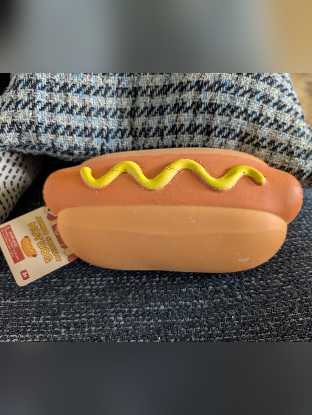 Jumbo Hot Dog Squishy with Yellow Mustard